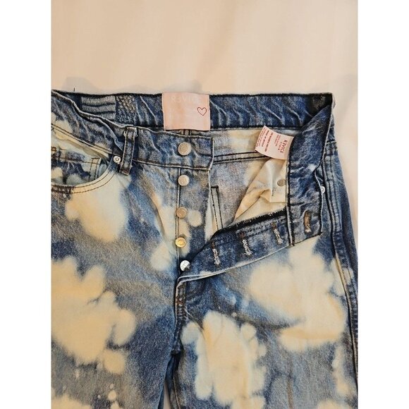 Revice Jeans Ex Boyfriend Button Fly Blue Bleached Faded Clouds 28 X 30 - Picture 2 of 7